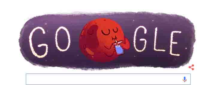 Google разместил новый дудл с связи с обнаружением воды на Марсе